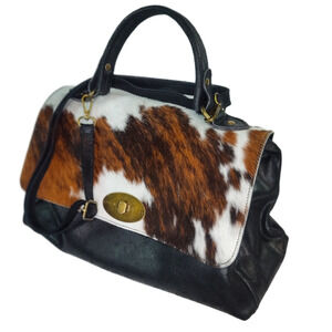 Charlie Leather Donatelia Black & Fur Large Handbag & Crossbody-NWOT-Gently Used